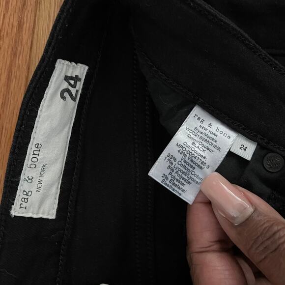 rag & bone Cate Skinny Jeans Womens 24 Black Mid Rise Frayed Hem Ankle Denim - Picture 6 of 9